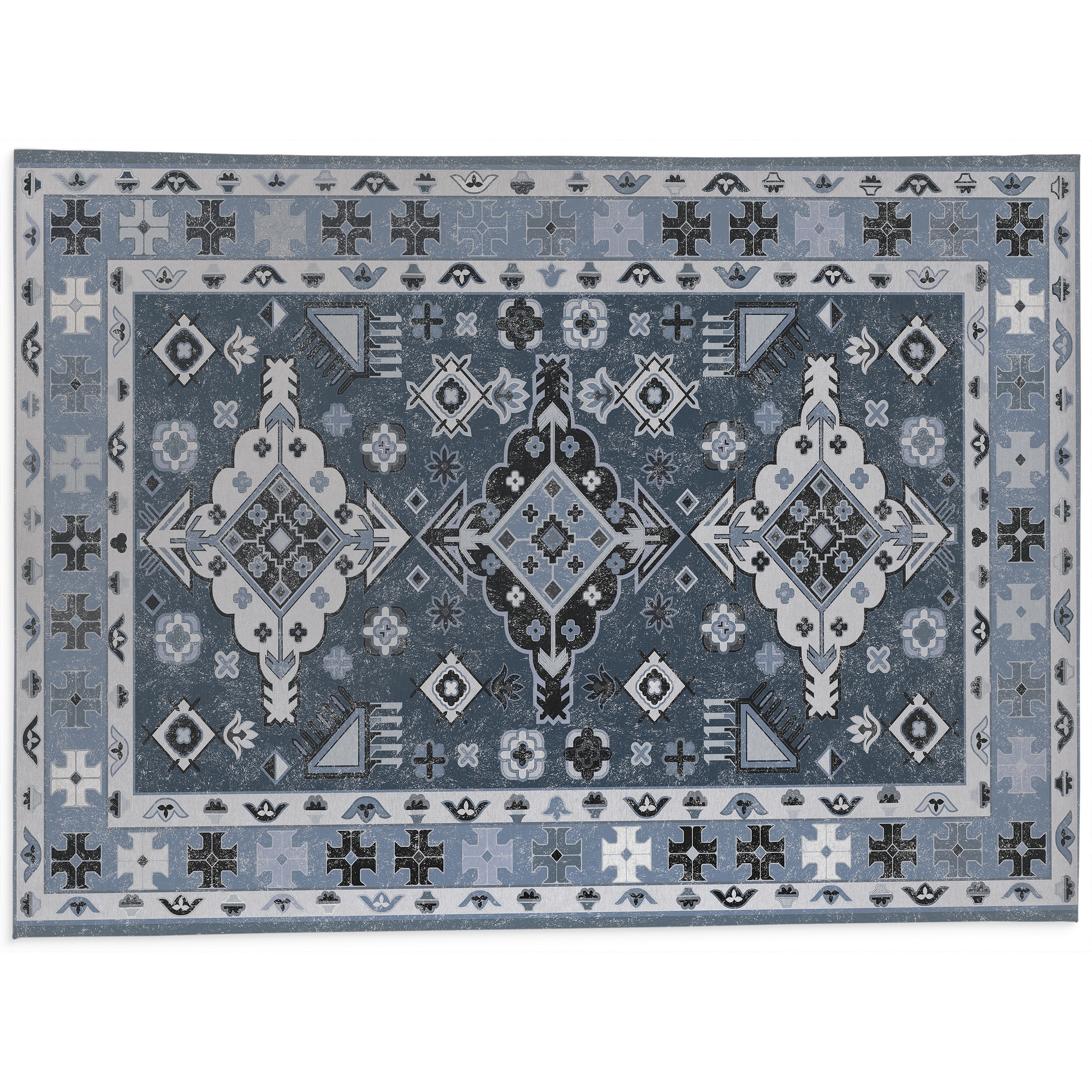 Persian Bath Rug Kavka Designs Size: 48 W x 72 L, Color: Blue