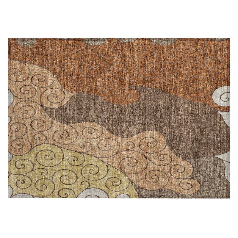 Machine Washable Indoor/ Outdoor Swirly Chantille Rug