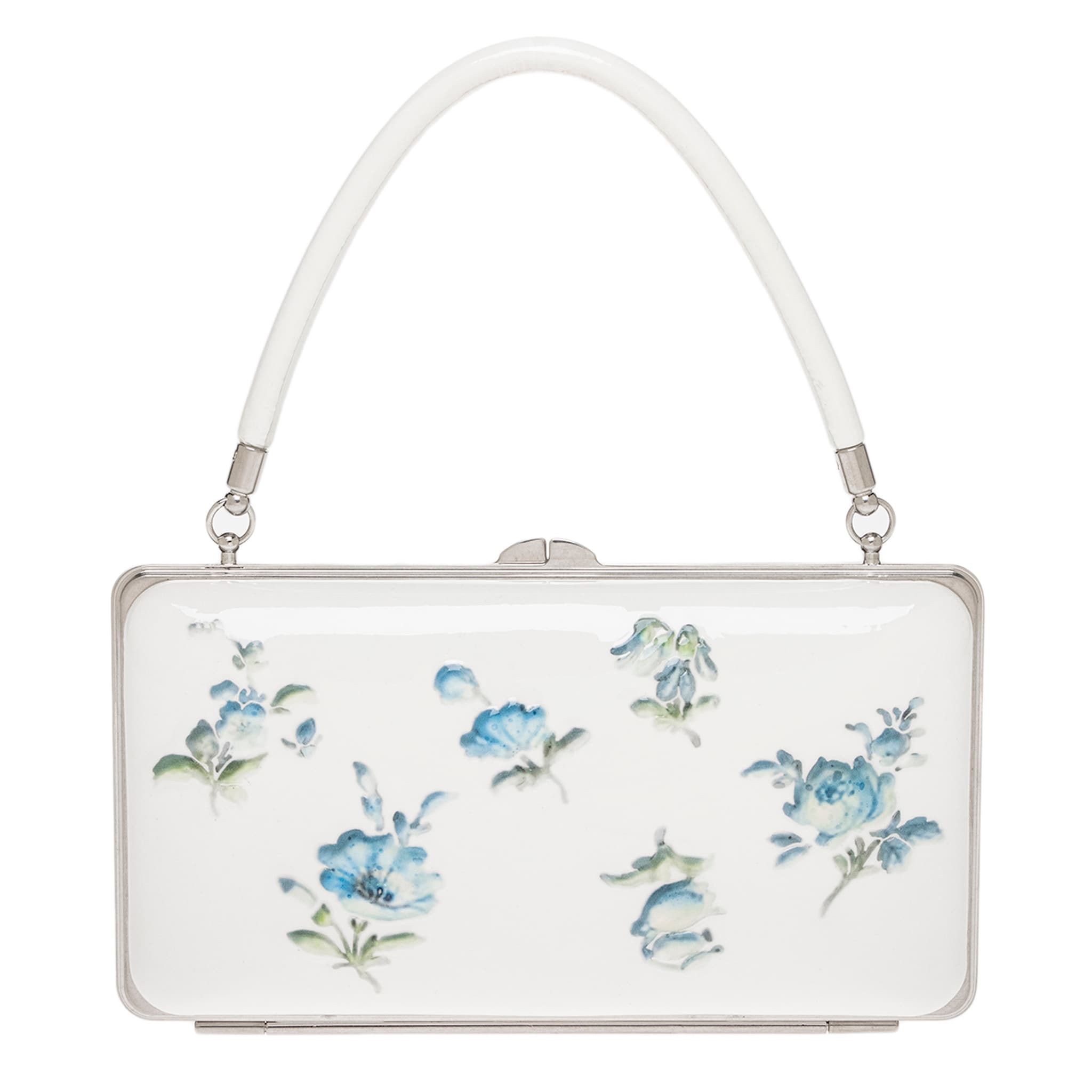 Prada Floral Print Patent Leather Clutch