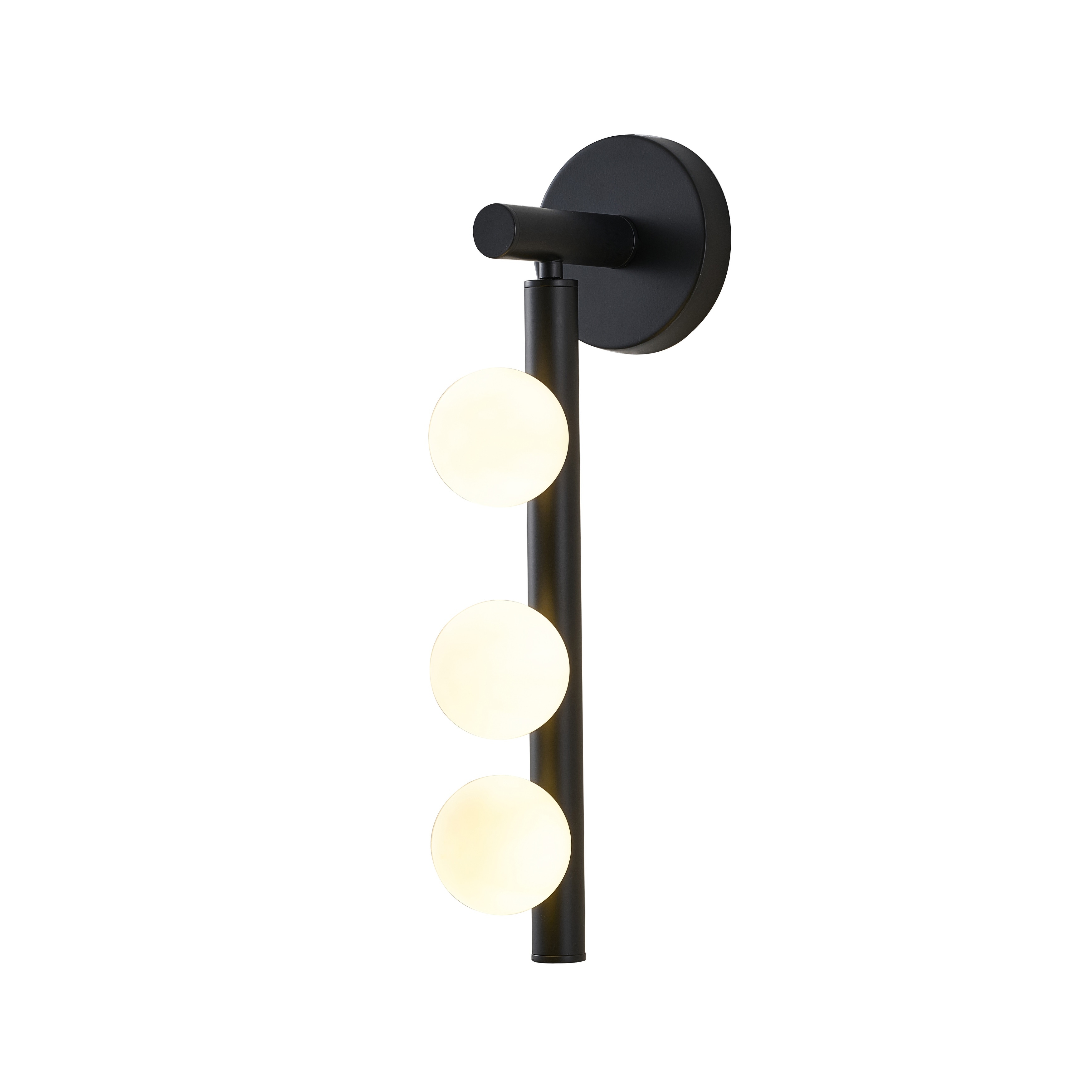 Transitional 3-Light Matte Black Metal Wall Sconce