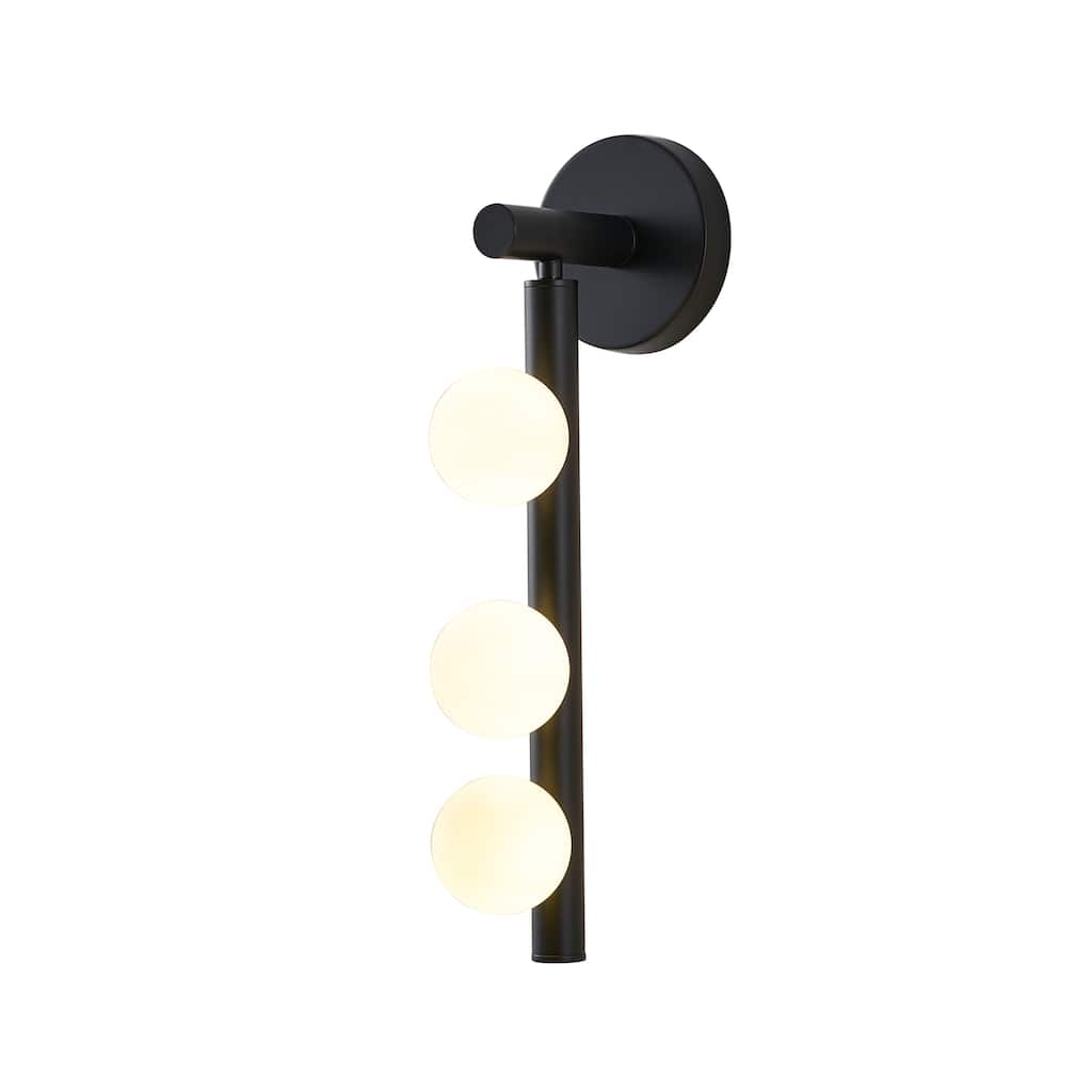 Transitional 3-Light Matte Black Metal Wall Sconce