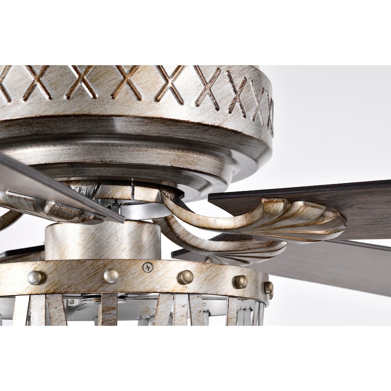 Emani 52 Inch Brushed Antique Silver Finish Ceiling Fan with Remote
