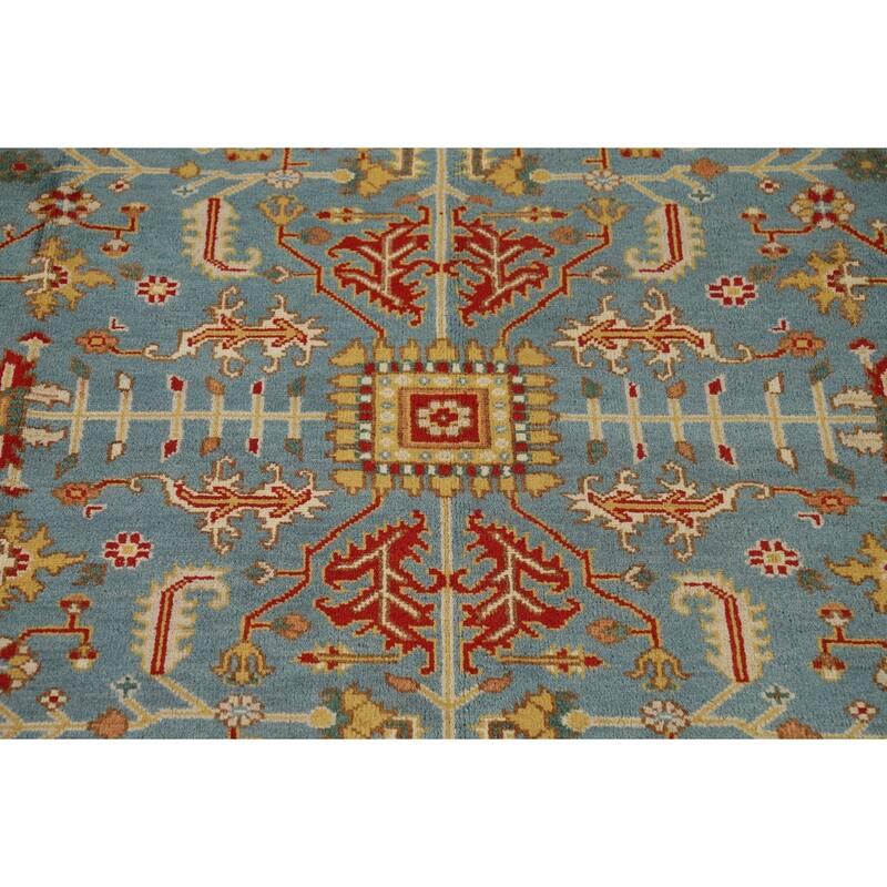 Light Blue Heriz Serapi Oriental Area Rug Handmade Wool Carpet - 8'10" x 11'11"