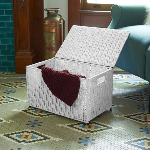 slide 1 of 5, Household Essentials Small KD Chest in Paper Rope Artic White