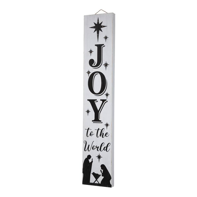 Glitzhome 42"H Lighted "JOY" or 60"H "PEACE" Wooden Nativity Porch Sign