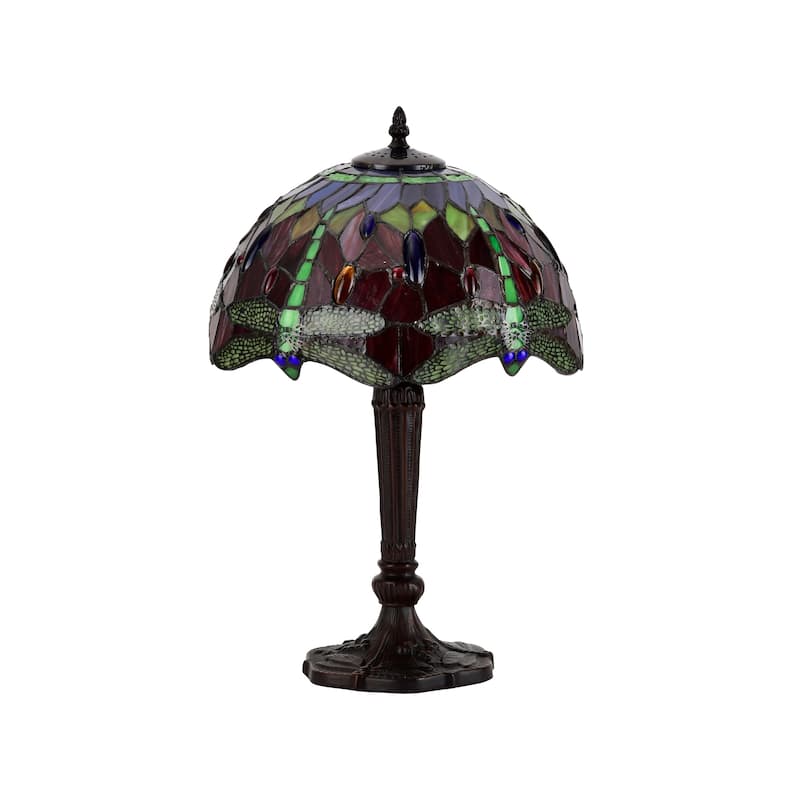 Tiffany-style Purple/Red Dragonfly Lamp