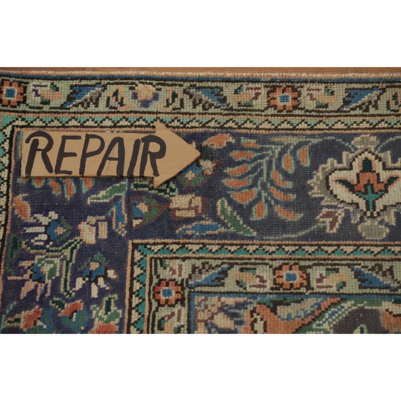 Hand Knotted Oriental 100% Wool Carpet Traditional Floral Oranges & Rust Tabriz Area Rug - 9' 7'' X 6' 5''