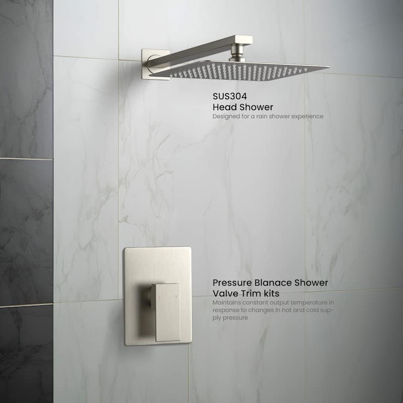 Cube Pressure Balanced Single Function Shower System with Rough In Valve