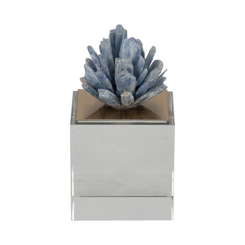 Sagebrook Home Julia Blue Stone Crystal Block, Perfect for Decor - 3" x 3" x 6"