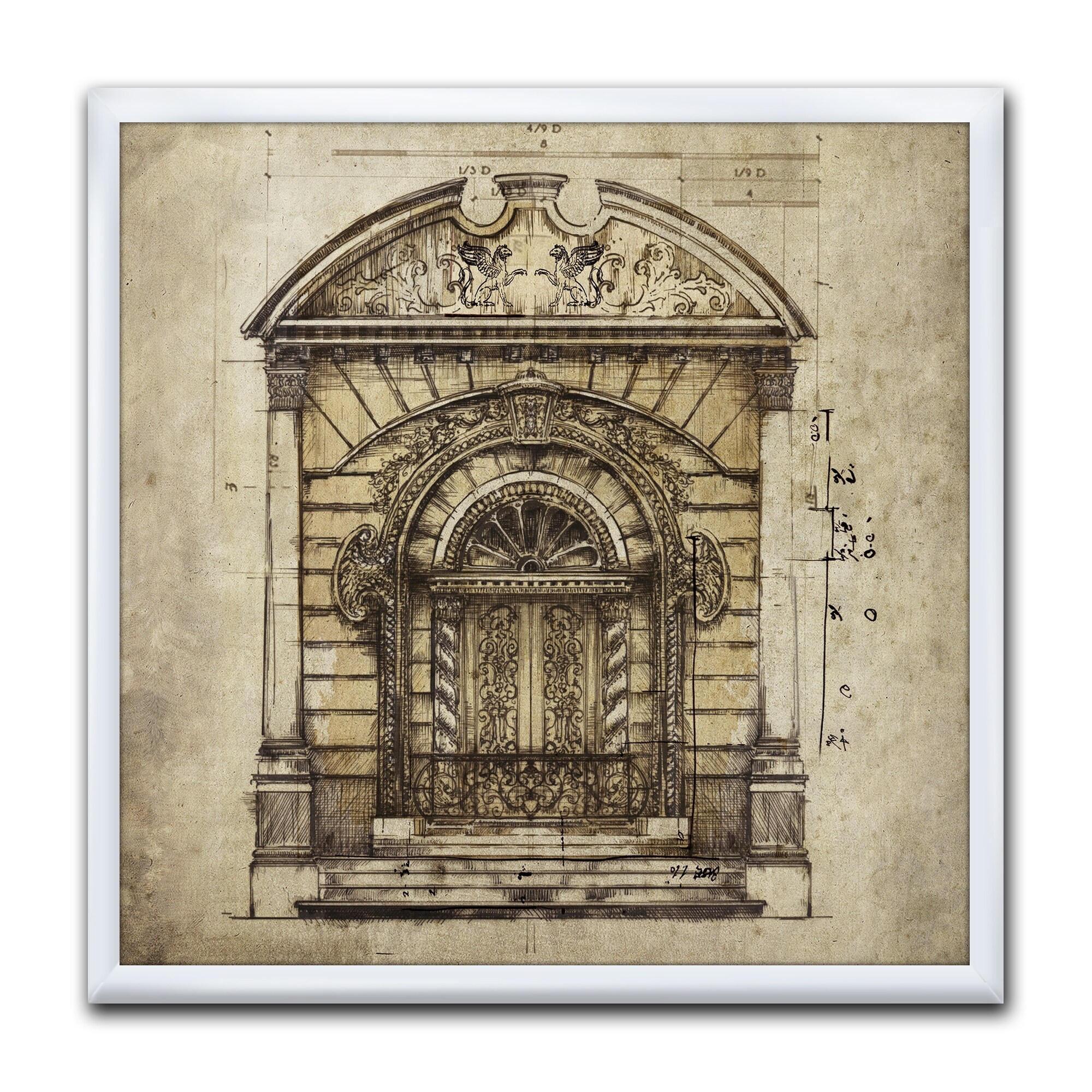 Designart Antique Door Old Style Sketch I Traditional Framed Art Print Overstock 30232361