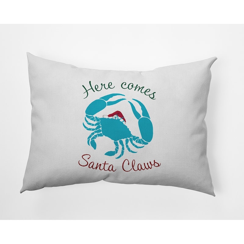 Santa Claws Crab Christmas Accent Pillow - 14" x 20" - Turquoise