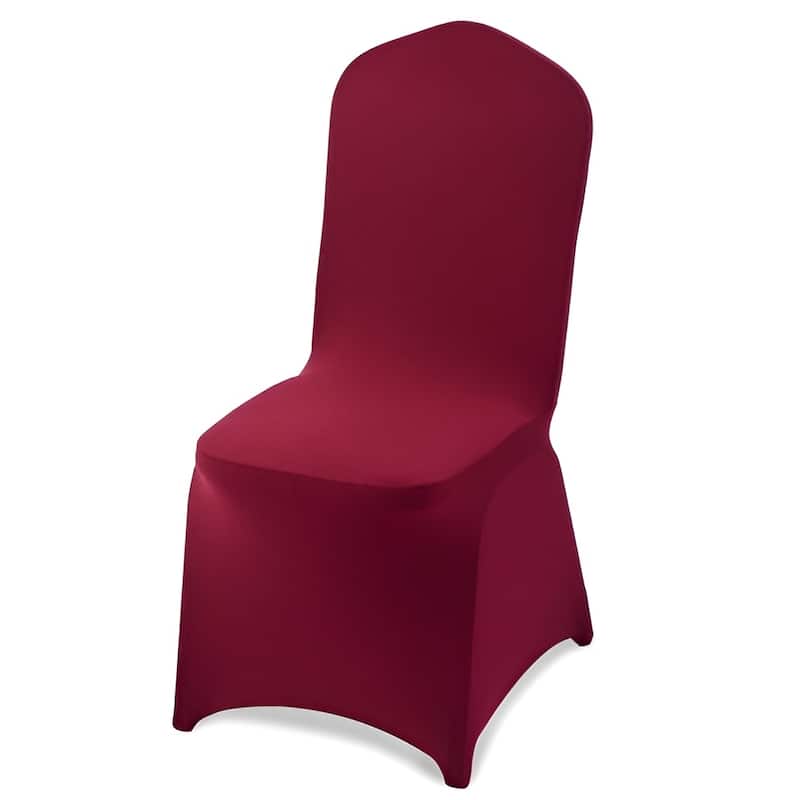 50-Pack Polyester Spandex Stretch Chair Covers Wrinkle Resistant and Elastic Fit for Dining Chairs - 20.08” x 17.72” x 37.4” - Burgundy