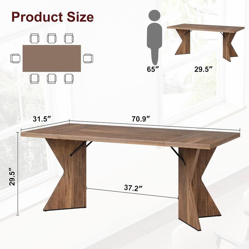 70.9" Kitchen Dining Table for 6 to 8 Dining Room, Office and Living Room (Only Table)