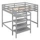 preview thumbnail 12 of 30, Full Size Loft Bed with Built-in Storage Staircase and Hanger for Clothes, Grey - Solid Pine Wood Frame, Maximized Space