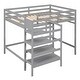 preview thumbnail 12 of 14, Modern Design Wood Loft Bed with Maximized space, Sturdy Frame, Staircase and Hanger for Clothes, Grey