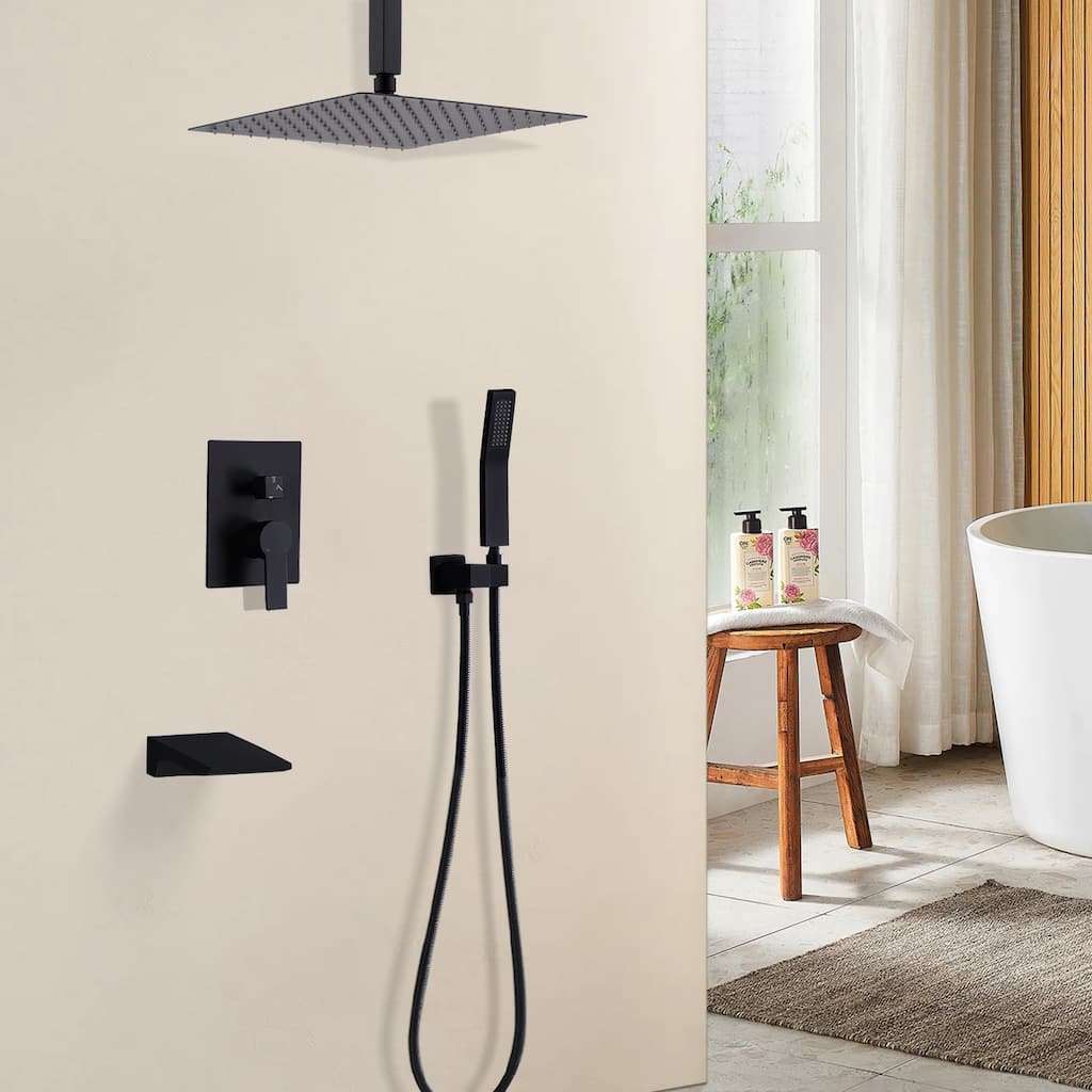 Topcraft Rain Shower System with Handheld Showerhead - 12inch