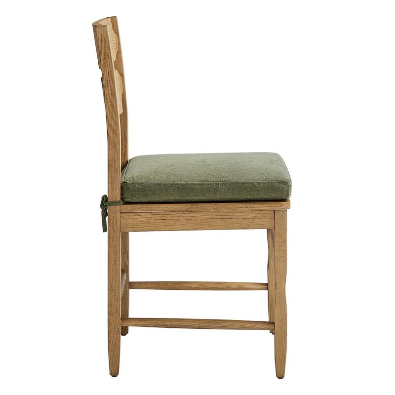 Jax Oak Wood Dining Chair With Wavy Razor Back and Cushion