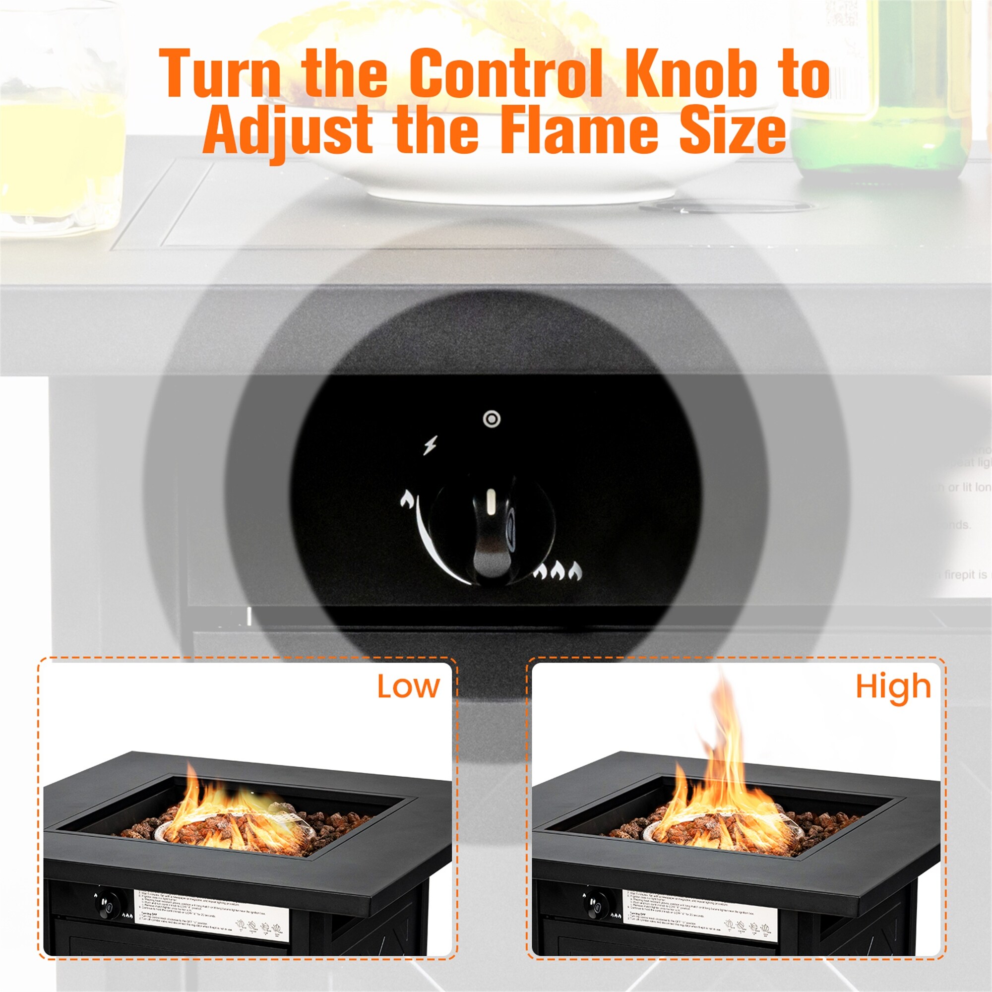 28 Inch Propane 50 000 BTU Patio Square Gas Fireplace with Lava Rock - Bed  Bath u0026 Beyond - 37570226