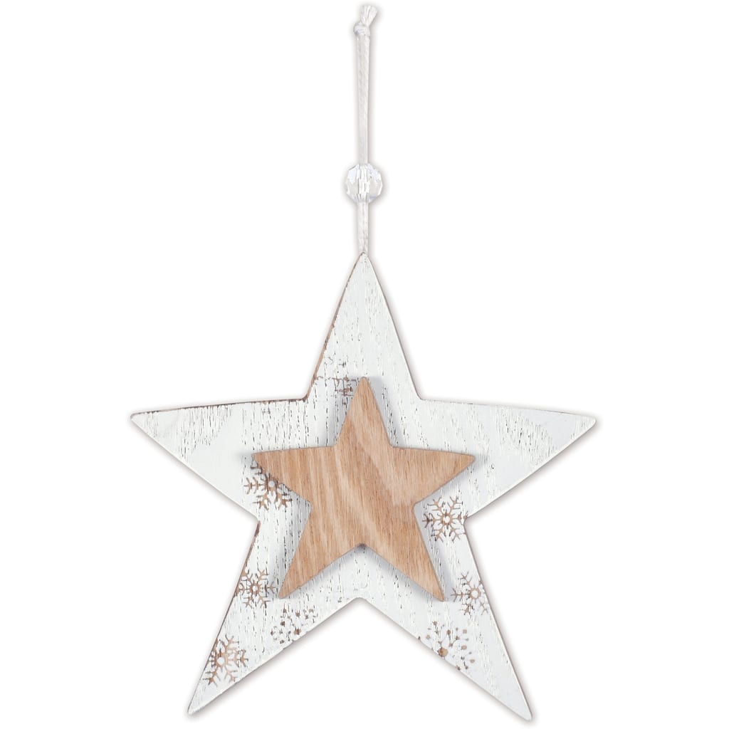Wood Star Ornament 6" -Set of 6