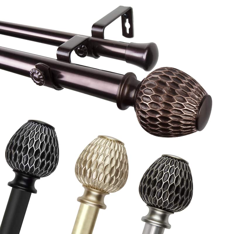 InStyleDesign Gwendi 1 inch Diameter Adjustable Double Curtain Rod