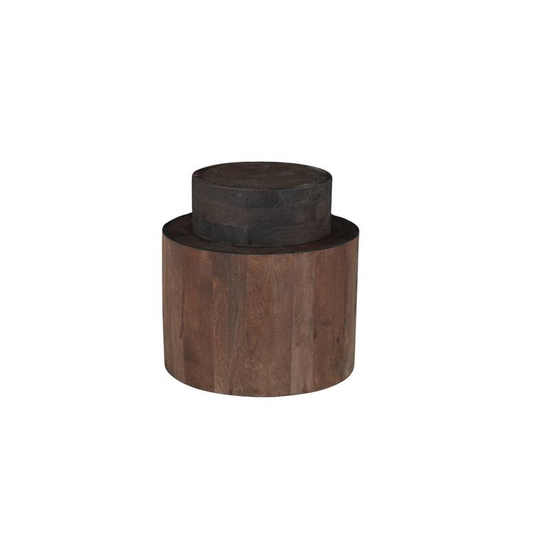 Caden Solid Mango Wood 2-Piece Round Coffee Table Set