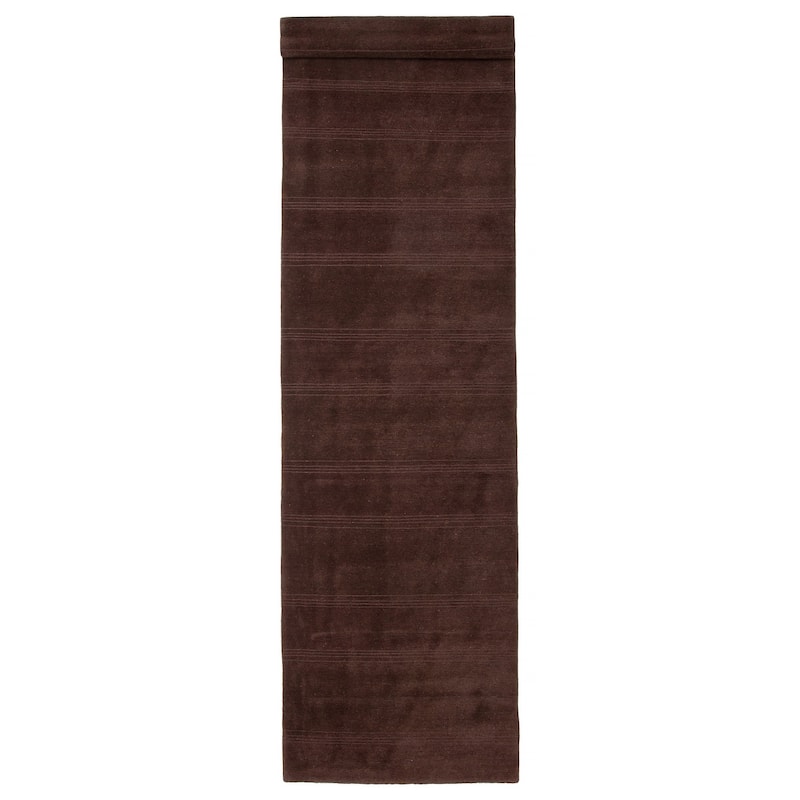 ECARPETGALLERY Hand-knotted Opulence Dark Brown Wool Rug - 3'4 x 12'6 - Dark Brown - 3'4 x 12'6