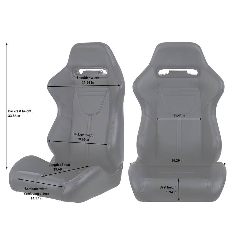 2PC Bucket Racing Seats Red Stitch Red Reclinable Back With Adjustor Slider,Not Including Seat Bracket,1 box of 2 pieces