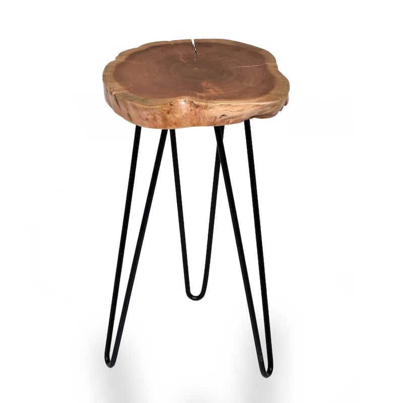 26" Brown and Black Accent Table with Hairpin Legs