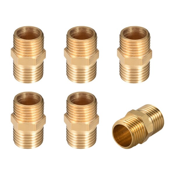 Brass Pipe Fitting,Hex Nipple, 1/4" x 1/4" G Male Thread Pipe Brass Fitting 6pcs - 1/4" G Male 6pcs