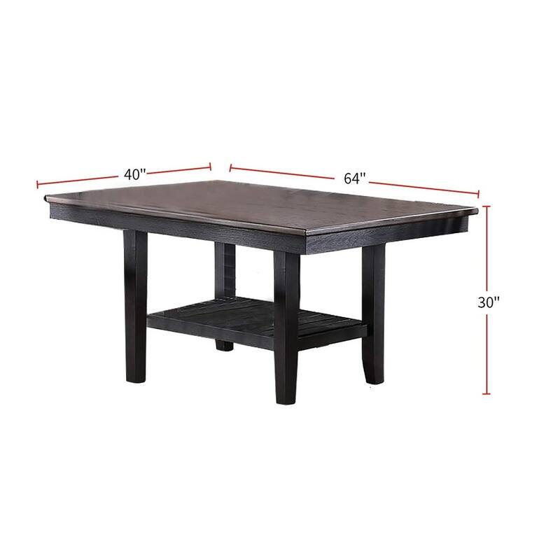 1pc Dining Table Dark Coffee Finish Kitchen Breakfast Dining Room Furniture Table w Storage Shelve Rubber wood