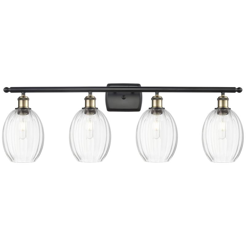 Innovations Lighting Endless Possibilities Ballston - Preston - 4 Light 36" Bulb Shade Bath Vanity Light - Clear/Black Antique Brass
