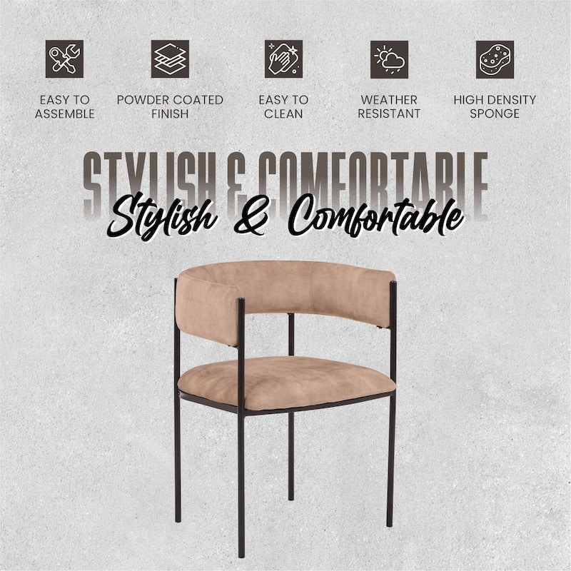 Leather Dining Chair with Open-Back Design and Powder Coated Iron Legs