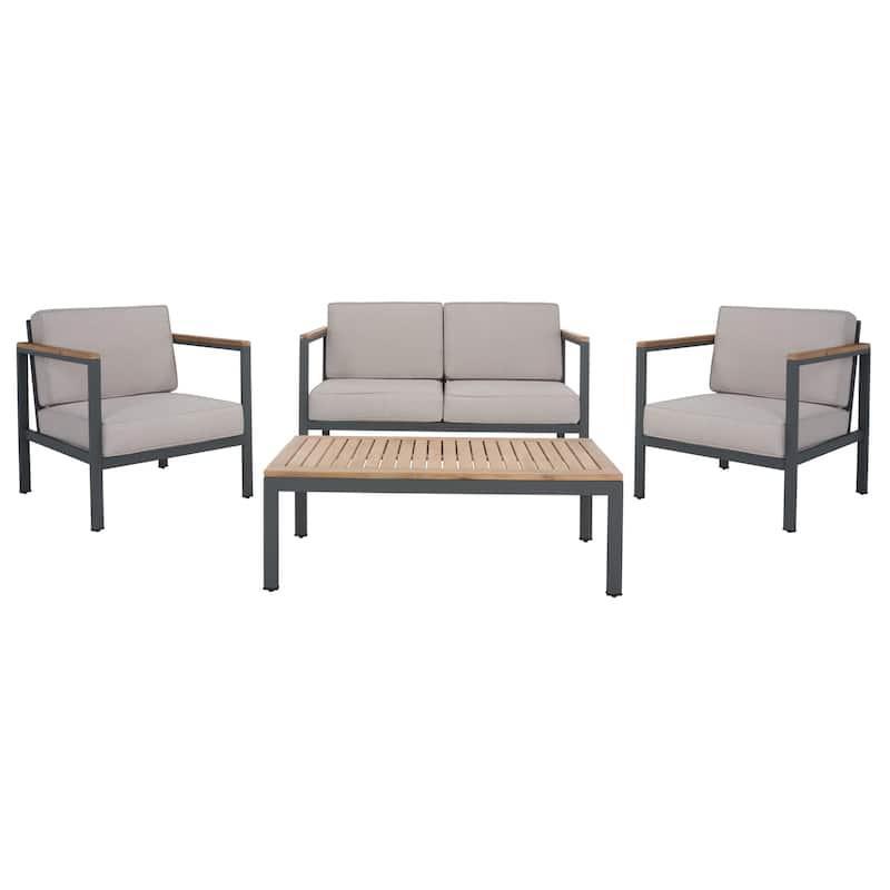 SAFAVIEH Outdoor Astrit 4-Piece Living Set - 49W x 28D x 26H