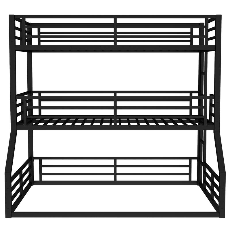 Queen over Queen over Queen Triple Bunk Bed - Metal Frame with Safety Guardrails & Noise Reduced Design