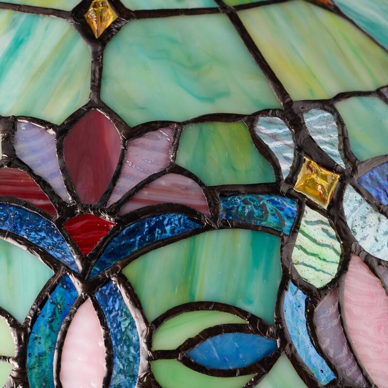 Winslow River of Goods Victorian Double Lit Stained Glass Dome Shade 24.5-Inch Table Lamp - 17.25" x 17.25" x 24.5"