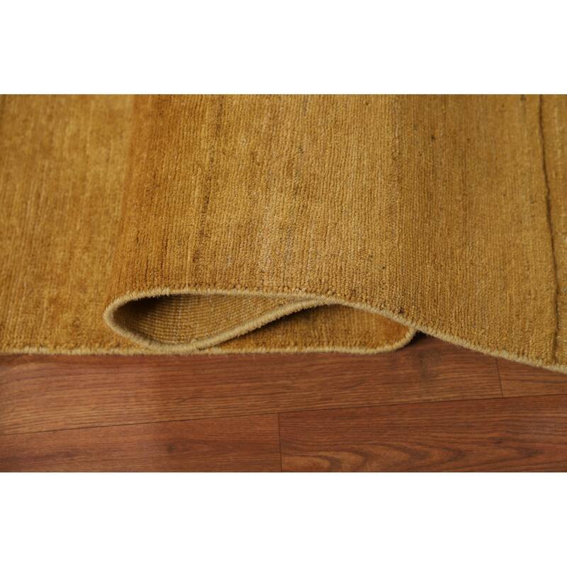 Yellow Gabbeh Oriental Square Area Rug Handmade Wool Carpet - 6'7" x 6'8"