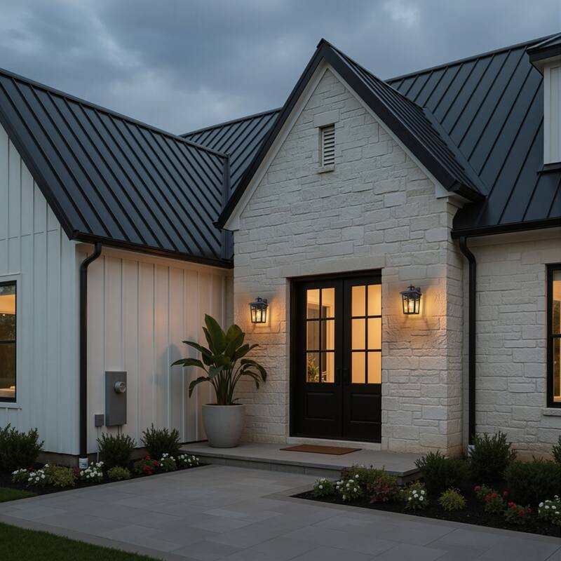 C Cattleya 2-Pack Matte Black Motion Sensor Outdoor Wall Lantern Sconce with Clear Glass