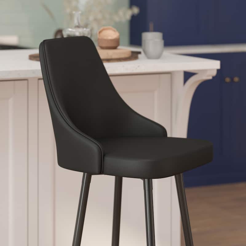 Commercial LeatherSoft Bar Height Stool with Metal Feet & Footrests - 2 Pack - 18.5"W x 20"D x 43.25"H
