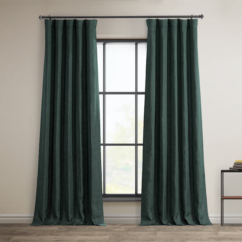 Exclusive Fabrics Faux Linen Room Darkening Curtain (1 Panel) - 50 x 108 - Focal Green