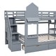 preview thumbnail 25 of 36, Full-Over-Full Castle Style Bunk Bed with 2 Drawers, 3 Shelves and Slide