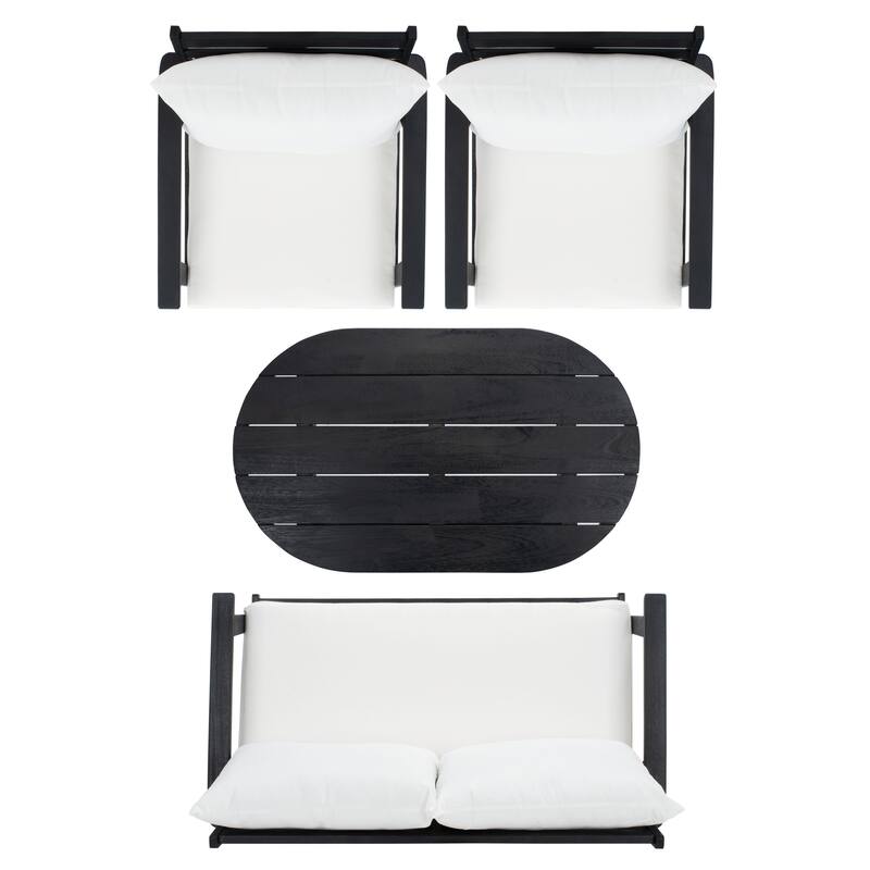 SAFAVIEH Outdoor Deacon 4-piece Conversation Patio Set. - 49" W x 30" D x 31" H