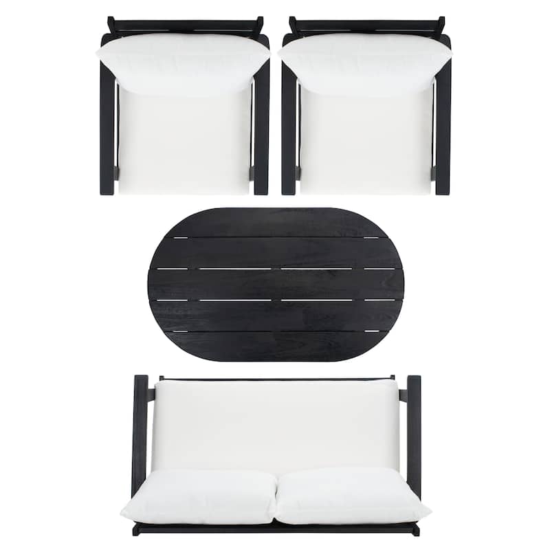 SAFAVIEH Outdoor Lupe 4-Piece Conversation Patio Set - 49W x 31D x 30H