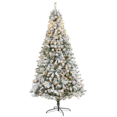 8ft. Flocked Spruce Artificial Christmas Tree with 500 Clear Lights & 1186 Branches - Majestic Winter Wonderland X-Mas Display