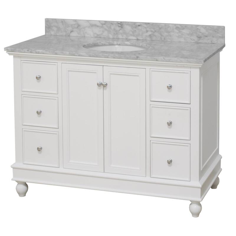 KitchenBathCollection Bella 48" Bathroom Vanity with Carrara Marble Top