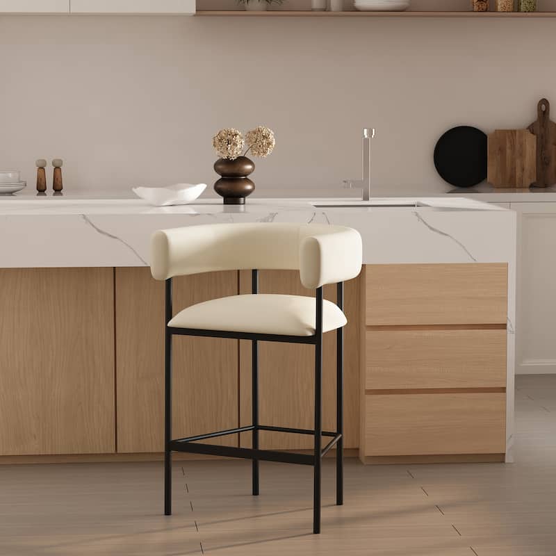 Manhattan Comfort Onda Vegan Leather Metal Counter Stool