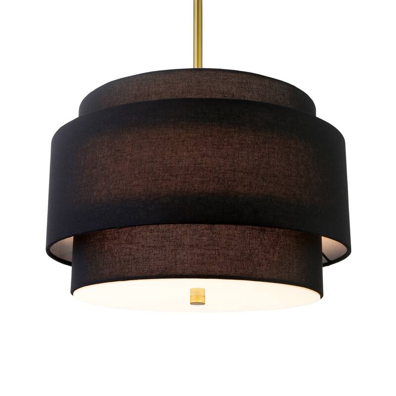 Solomon 16" Wide 2-Light Pendant with Tiered Fabric Shade - 16" Wide