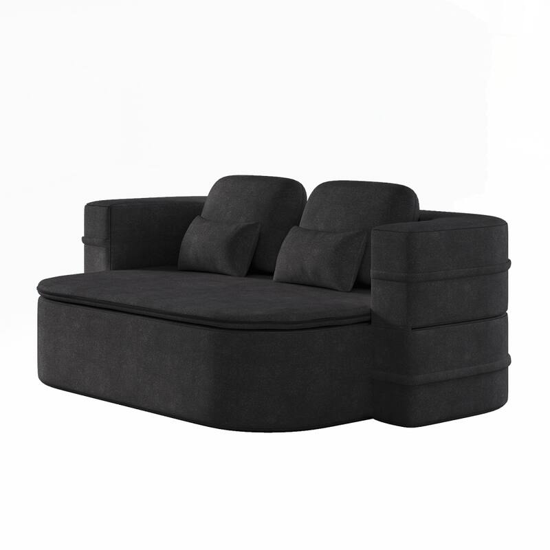 Folding Mattress Sofa with Fixed Shape Frame Convertible Sleeper Foam Sofa Bed with Blanket