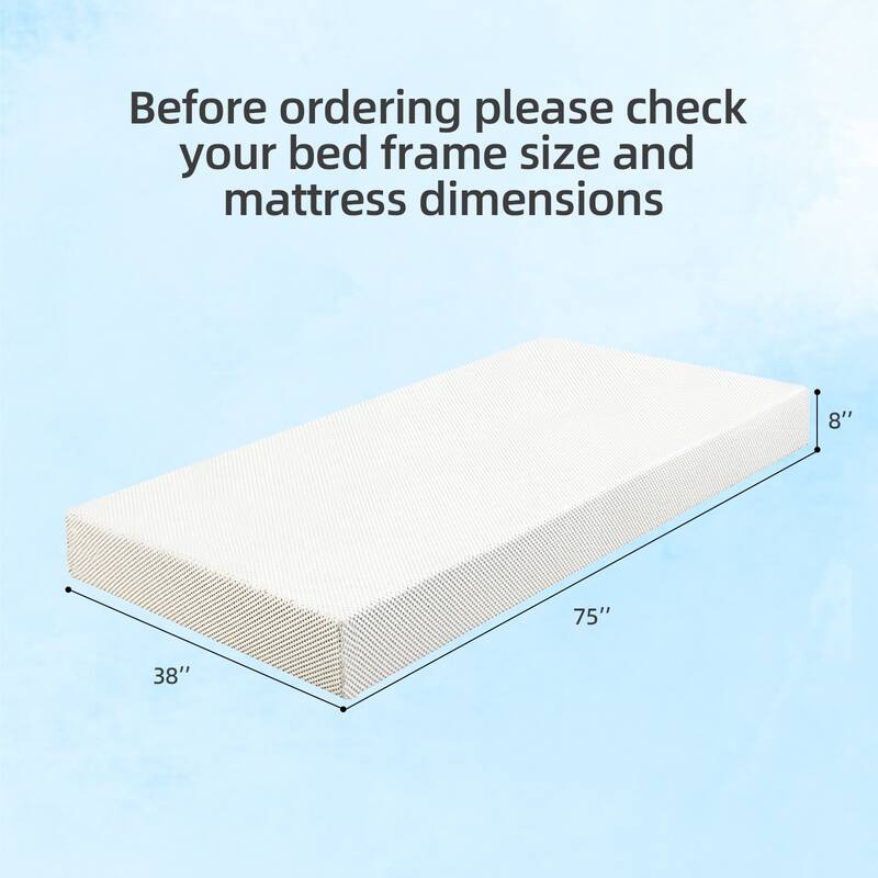 GDFStudio Casper 8-Inch Twin Mattress with 3-Layer Sponge, Gel-Perforated Top and 7-Zone Support