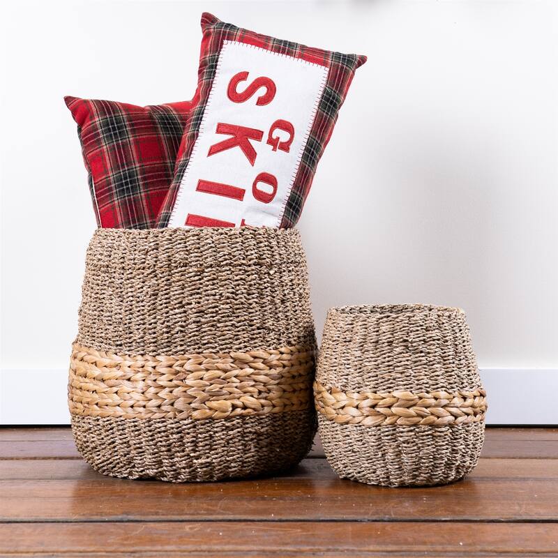 Woven Seagrass Storage Basket - 18" - Set of 2