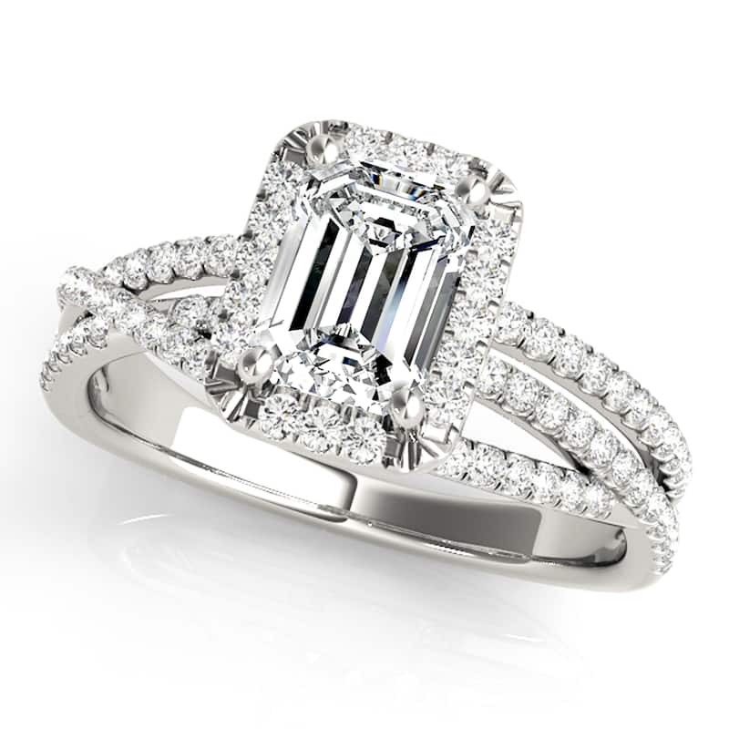 Auriya 14k White Gold Lab Grown Emerald Diamond Halo Engagement Ring 0.50 to 5.00 ct. tw. (F-G VS) - 4.00 ct. center - 6